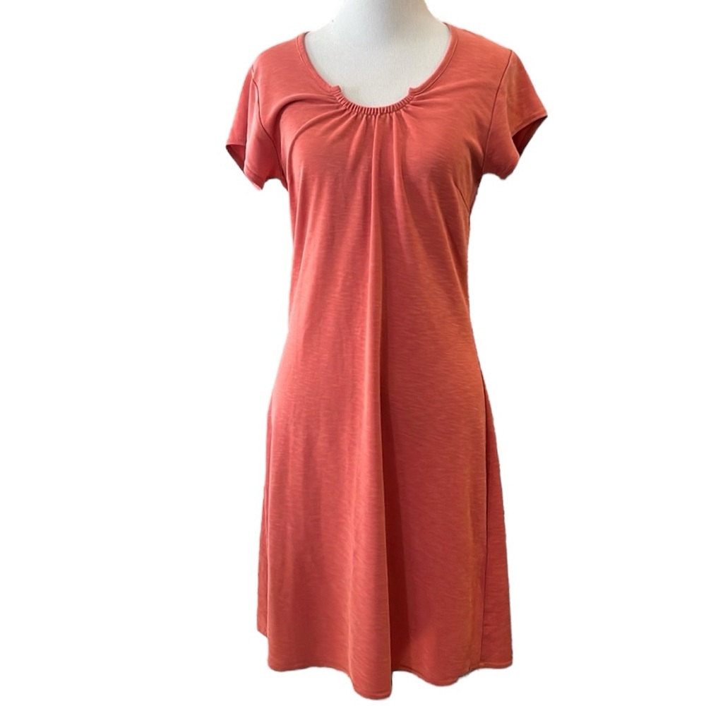 WOOLRICH CASUAL SHORT SLEEVE SHIFT DRESS CALYPSO ORANGE SIZE SMALL